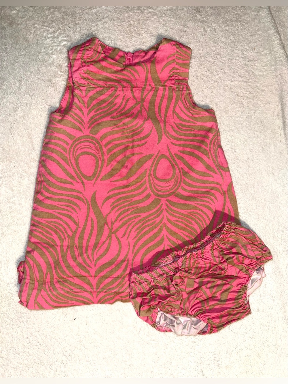Lilly Pulitzer  peacock feather print shift dress w/bloomers, sz 18-24 mos